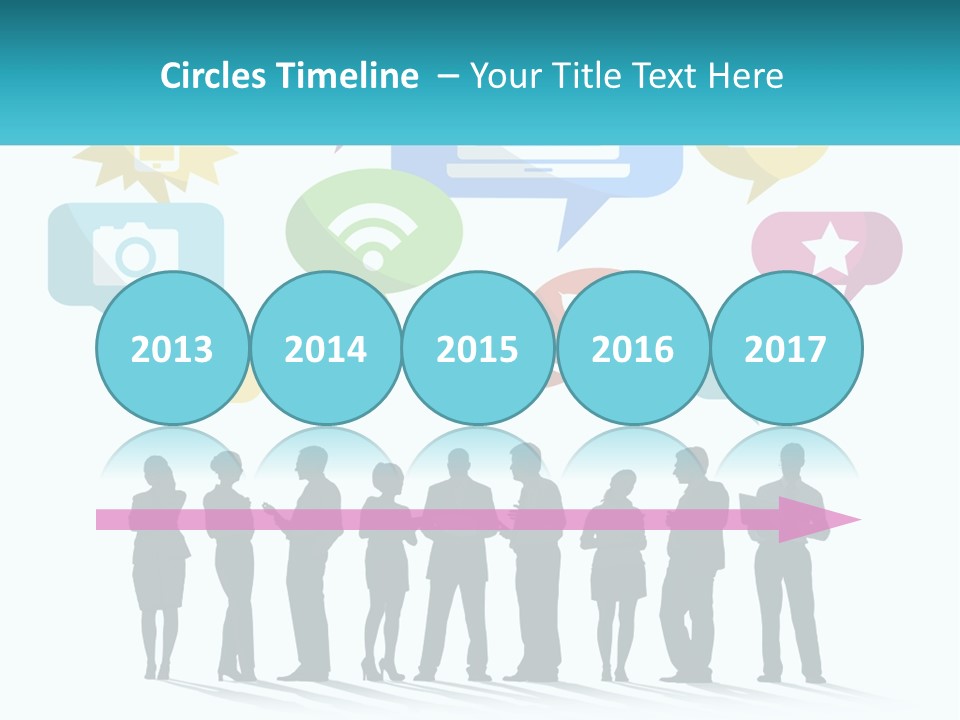 A Group Of People Standing Next To Each Other With Speech Bubbles Above Them PowerPoint Template