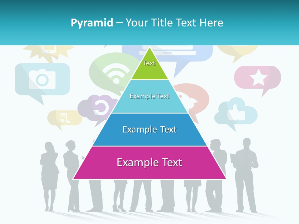 A Group Of People Standing Next To Each Other With Speech Bubbles Above Them PowerPoint Template