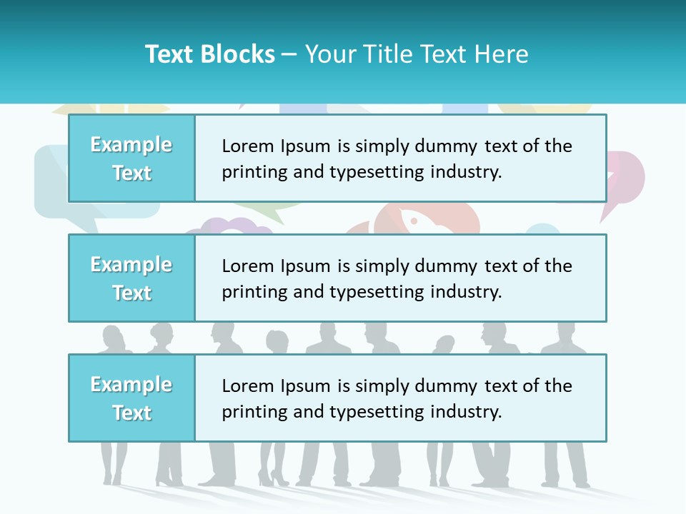 A Group Of People Standing Next To Each Other With Speech Bubbles Above Them PowerPoint Template
