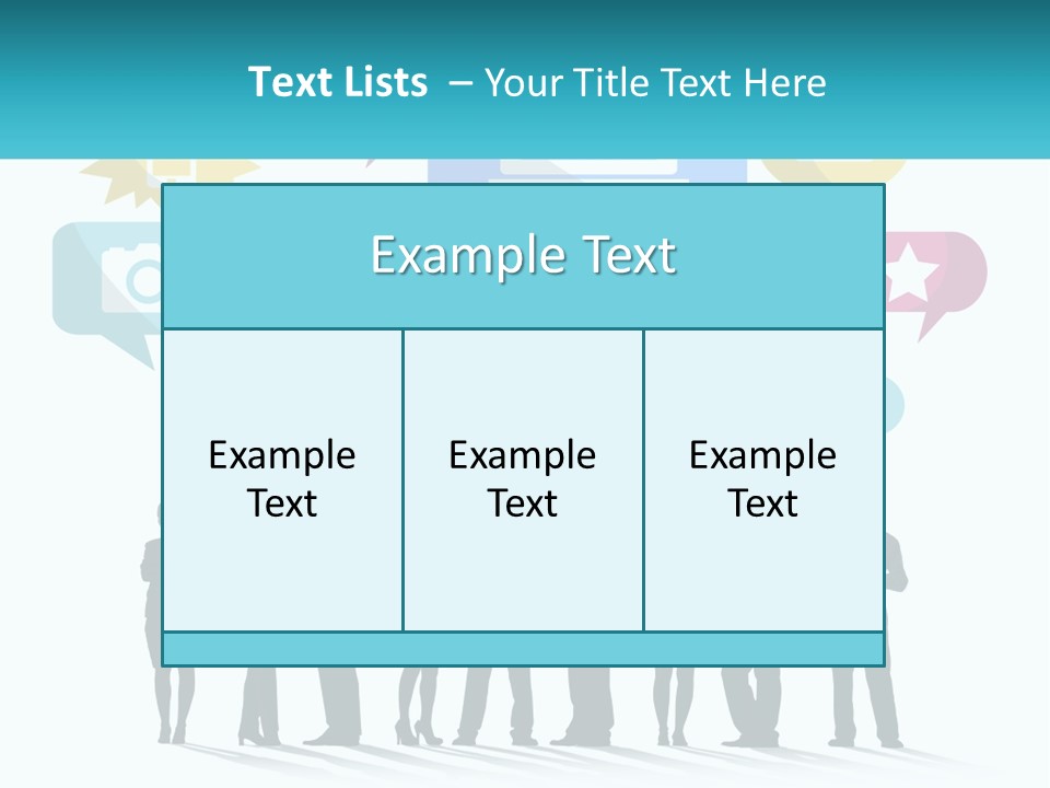 A Group Of People Standing Next To Each Other With Speech Bubbles Above Them PowerPoint Template