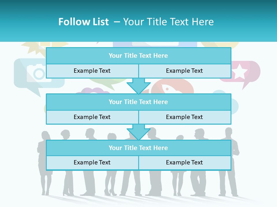 A Group Of People Standing Next To Each Other With Speech Bubbles Above Them PowerPoint Template