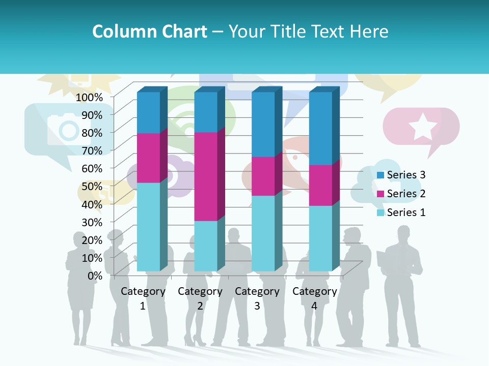 A Group Of People Standing Next To Each Other With Speech Bubbles Above Them PowerPoint Template