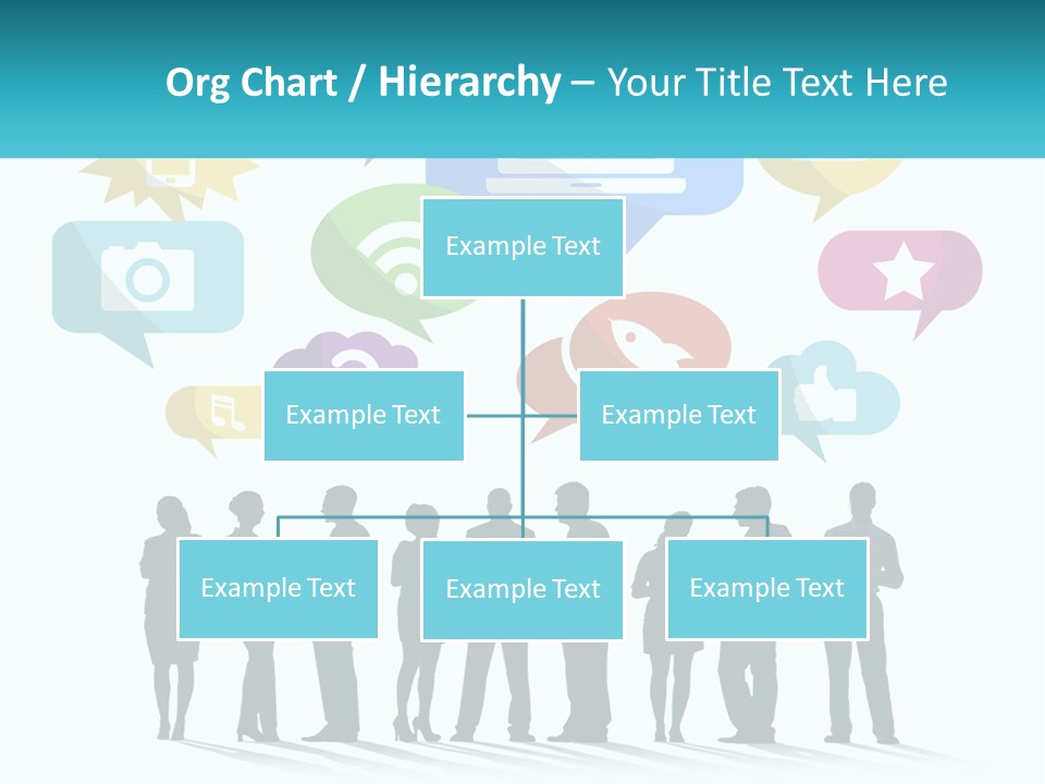 A Group Of People Standing Next To Each Other With Speech Bubbles Above Them PowerPoint Template