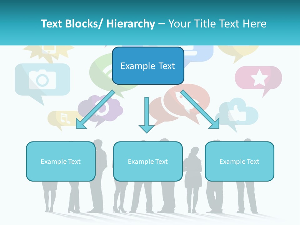 A Group Of People Standing Next To Each Other With Speech Bubbles Above Them PowerPoint Template