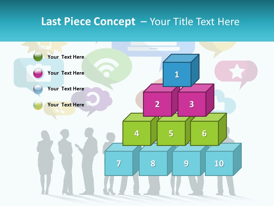 A Group Of People Standing Next To Each Other With Speech Bubbles Above Them PowerPoint Template
