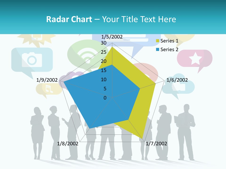A Group Of People Standing Next To Each Other With Speech Bubbles Above Them PowerPoint Template