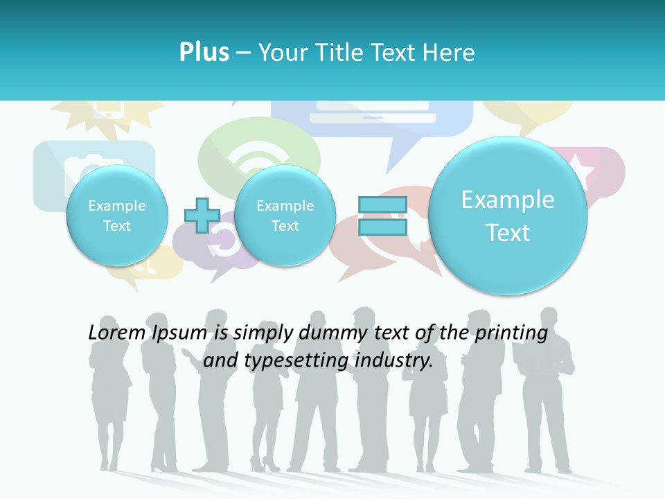 A Group Of People Standing Next To Each Other With Speech Bubbles Above Them PowerPoint Template