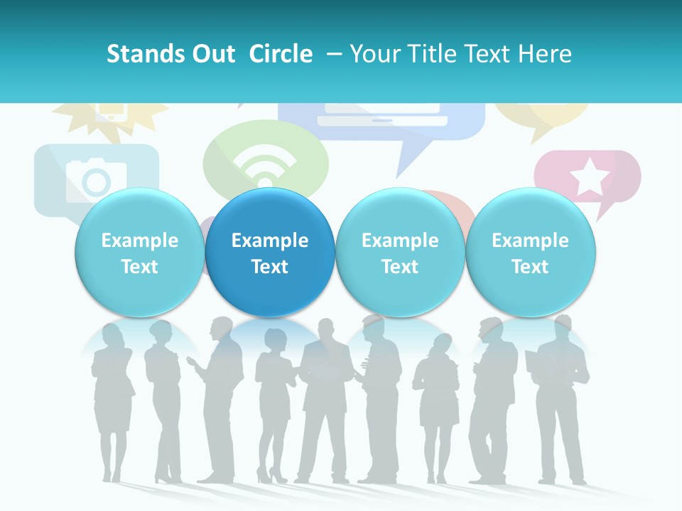 A Group Of People Standing Next To Each Other With Speech Bubbles Above Them PowerPoint Template