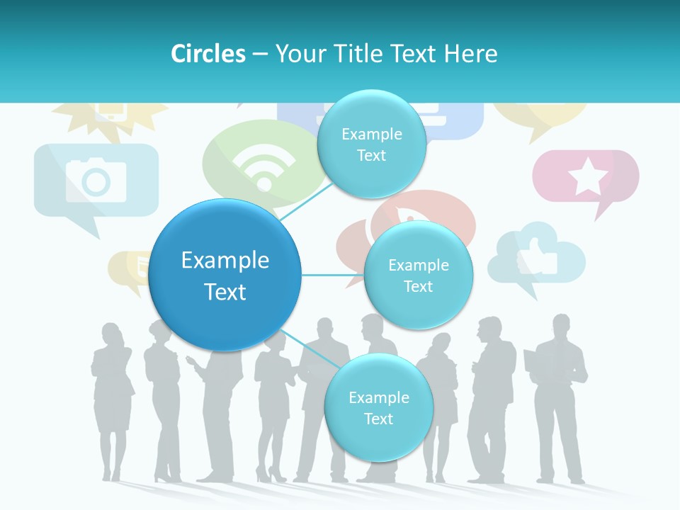 A Group Of People Standing Next To Each Other With Speech Bubbles Above Them PowerPoint Template