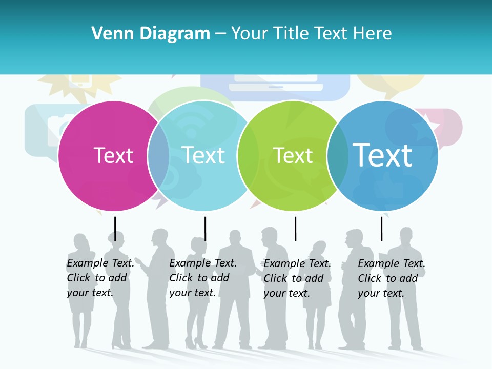 A Group Of People Standing Next To Each Other With Speech Bubbles Above Them PowerPoint Template