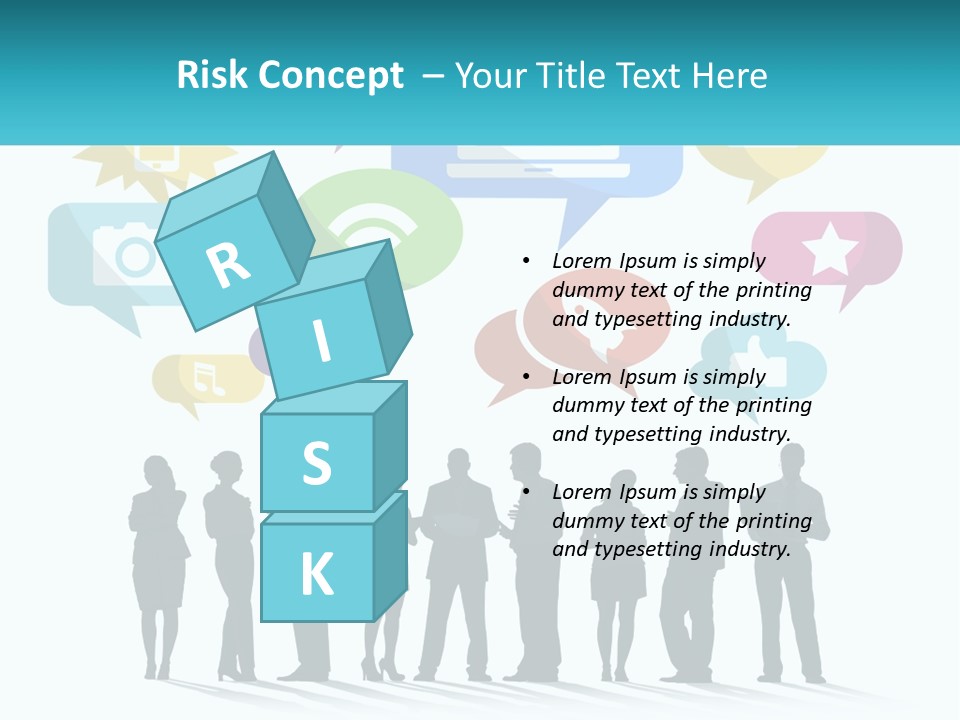 A Group Of People Standing Next To Each Other With Speech Bubbles Above Them PowerPoint Template