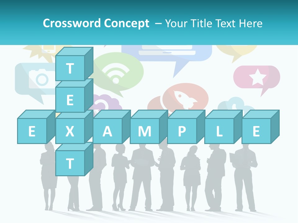 A Group Of People Standing Next To Each Other With Speech Bubbles Above Them PowerPoint Template