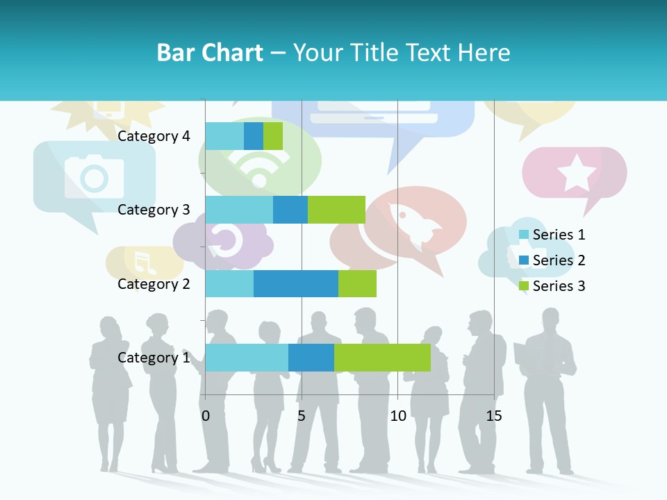 A Group Of People Standing Next To Each Other With Speech Bubbles Above Them PowerPoint Template