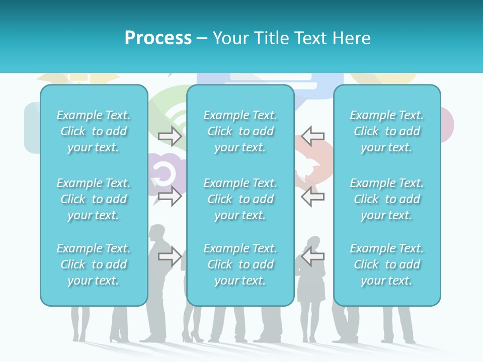 A Group Of People Standing Next To Each Other With Speech Bubbles Above Them PowerPoint Template