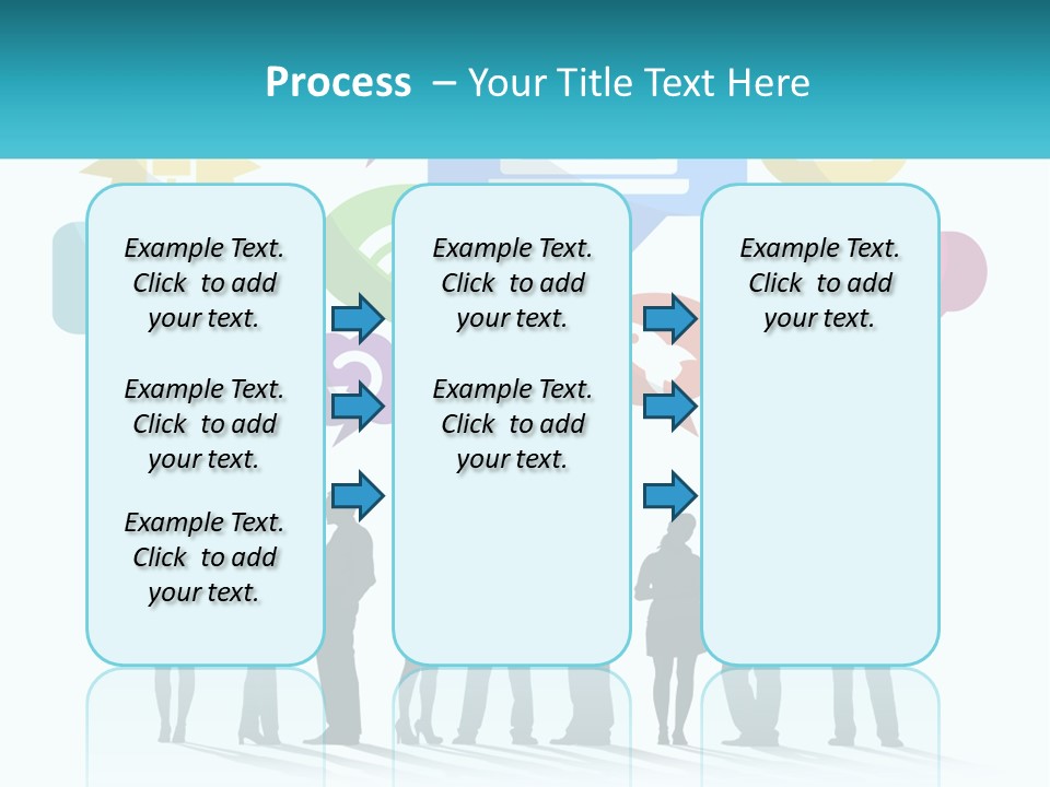 A Group Of People Standing Next To Each Other With Speech Bubbles Above Them PowerPoint Template