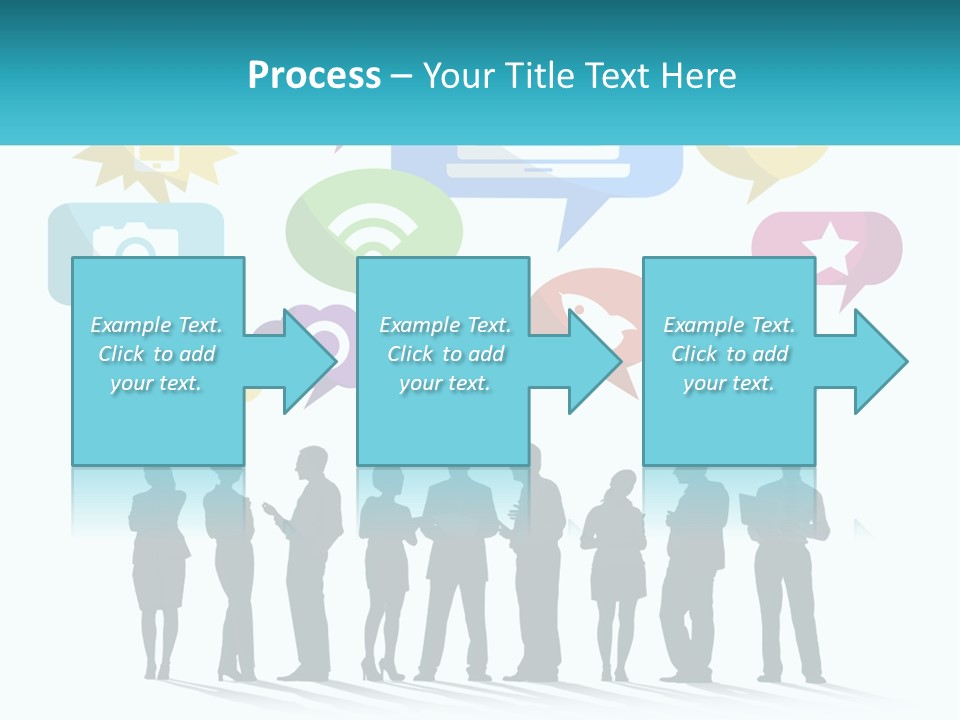 A Group Of People Standing Next To Each Other With Speech Bubbles Above Them PowerPoint Template