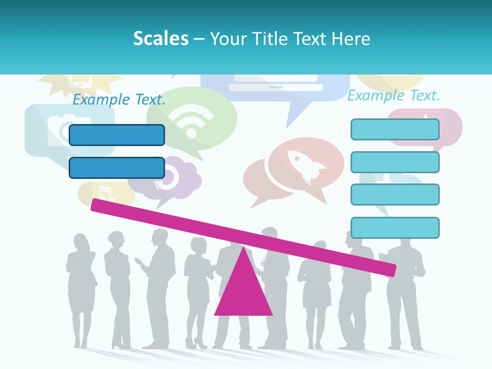 A Group Of People Standing Next To Each Other With Speech Bubbles Above Them PowerPoint Template