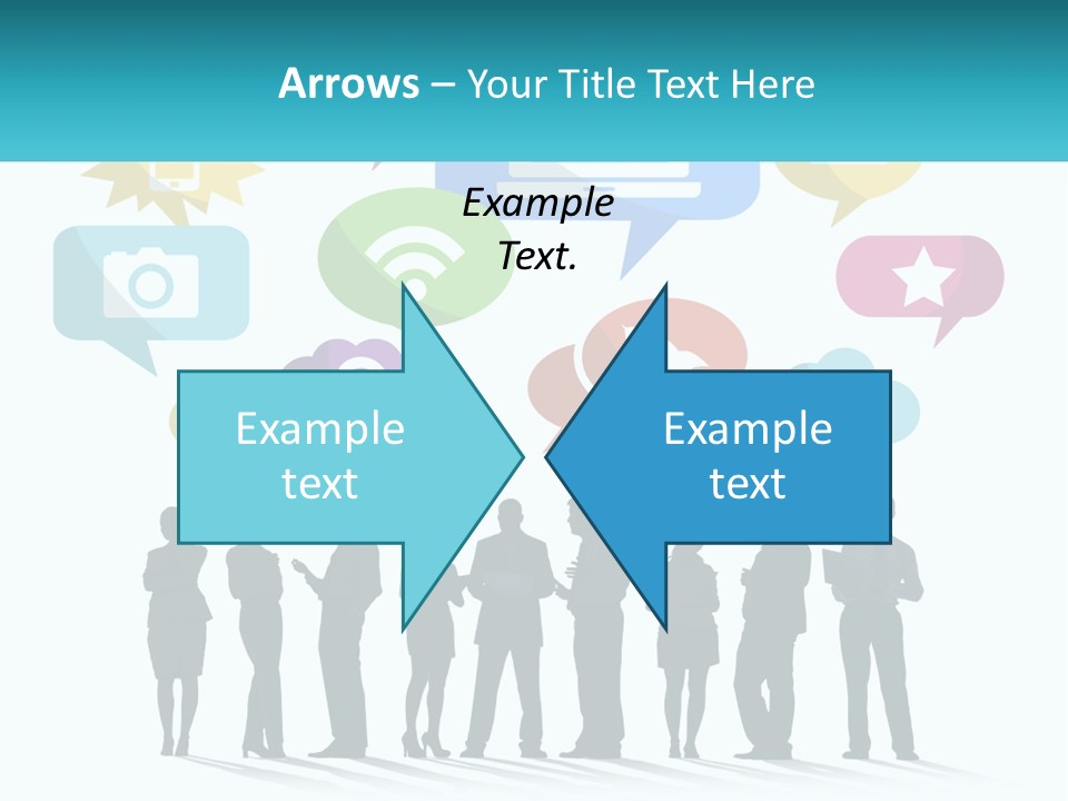 A Group Of People Standing Next To Each Other With Speech Bubbles Above Them PowerPoint Template