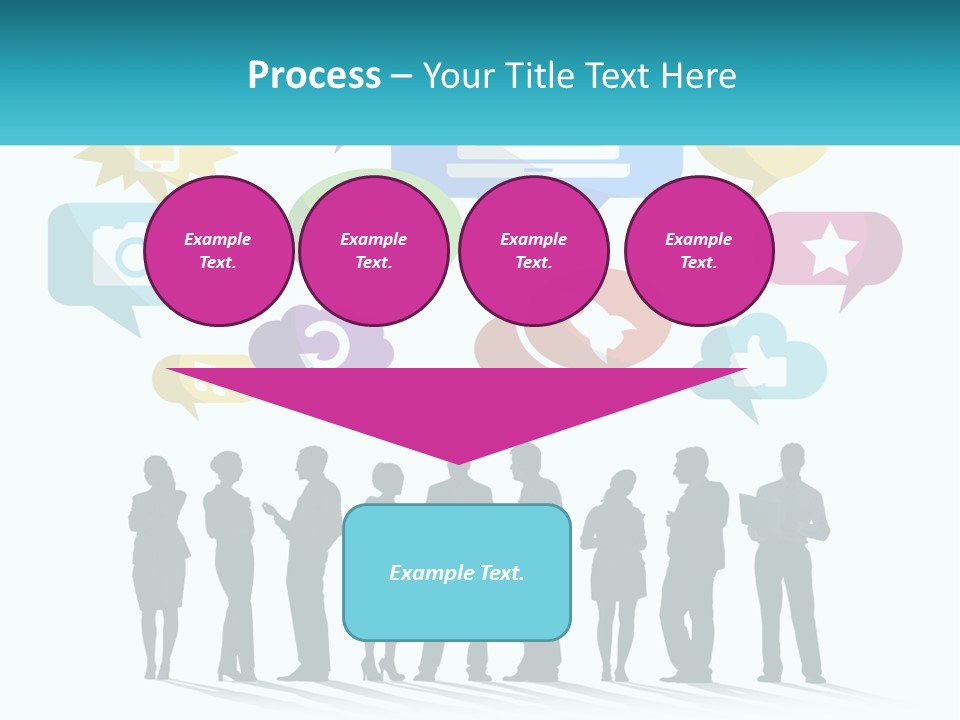 A Group Of People Standing Next To Each Other With Speech Bubbles Above Them PowerPoint Template