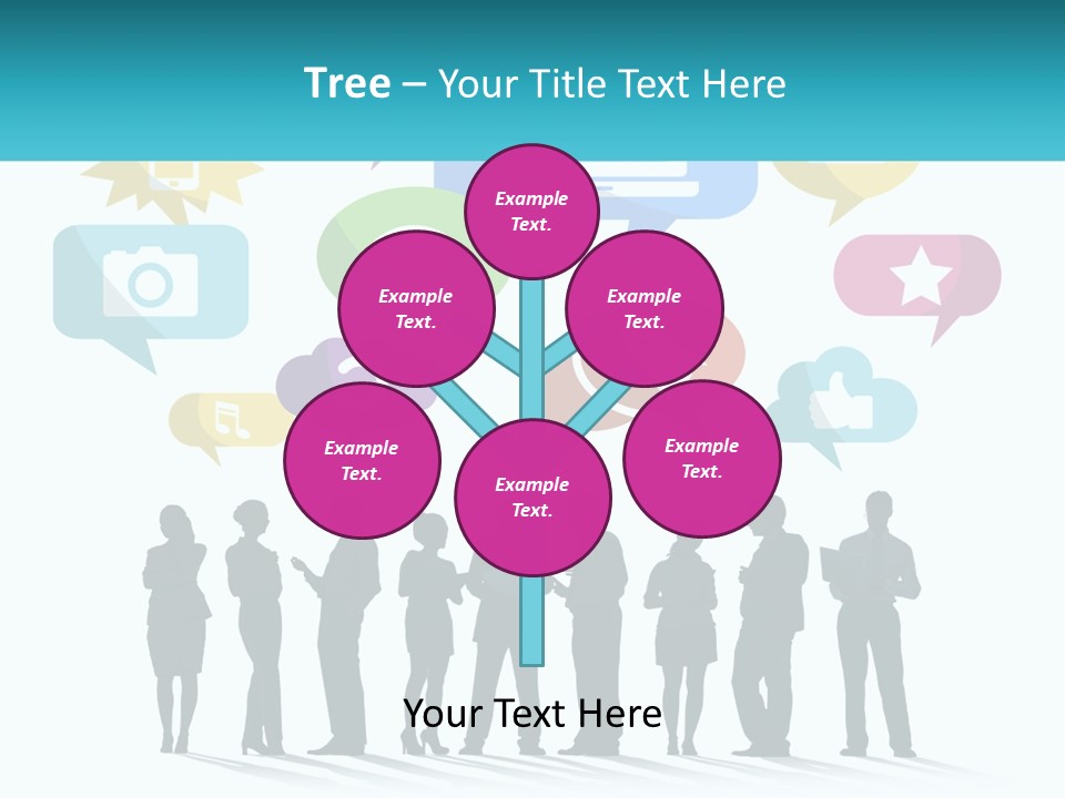 A Group Of People Standing Next To Each Other With Speech Bubbles Above Them PowerPoint Template