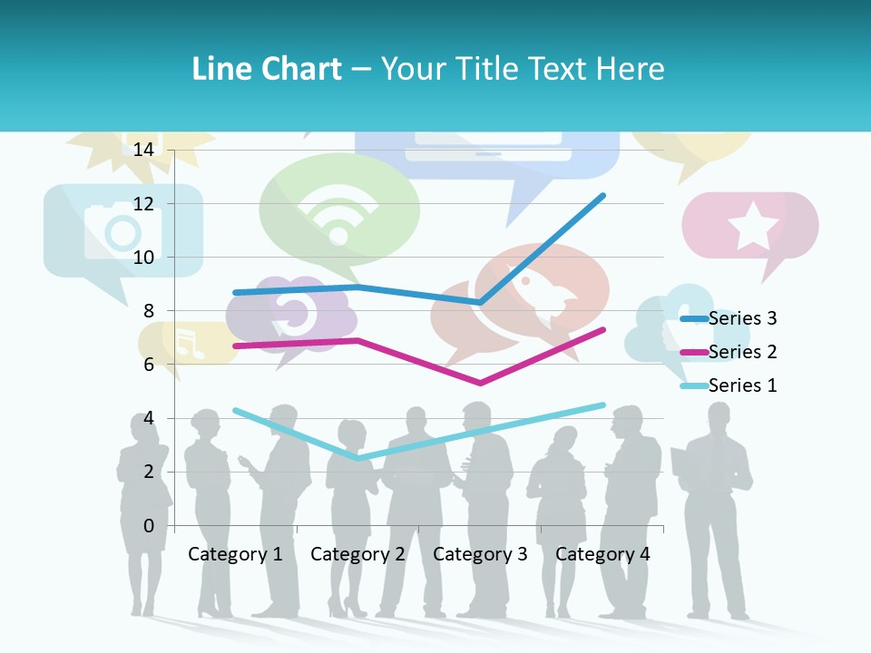 A Group Of People Standing Next To Each Other With Speech Bubbles Above Them PowerPoint Template