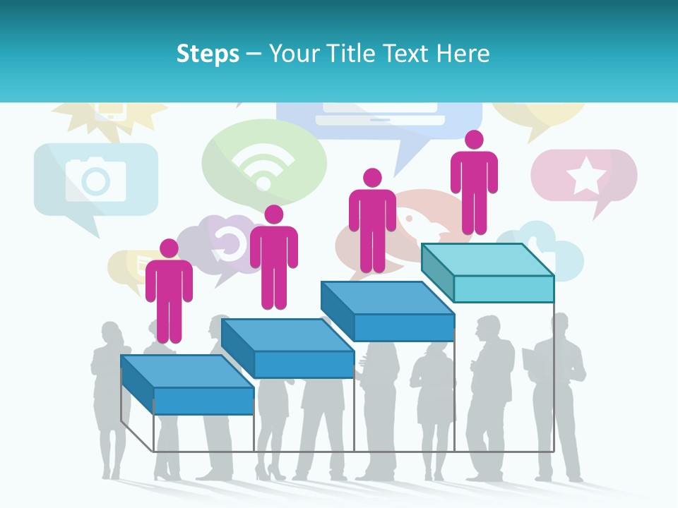 A Group Of People Standing Next To Each Other With Speech Bubbles Above Them PowerPoint Template