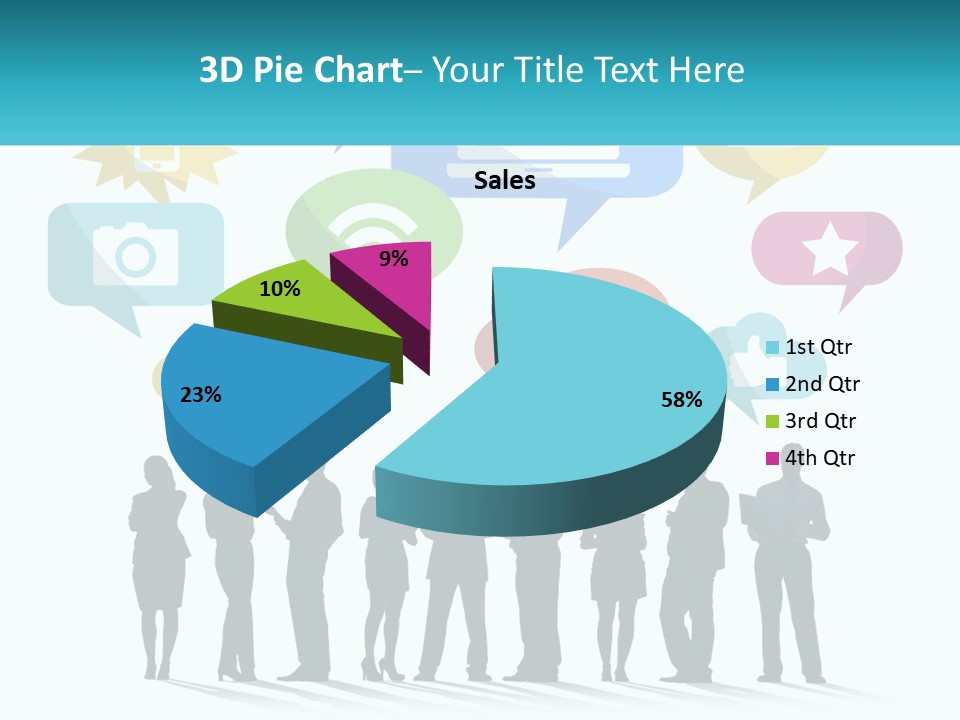 A Group Of People Standing Next To Each Other With Speech Bubbles Above Them PowerPoint Template