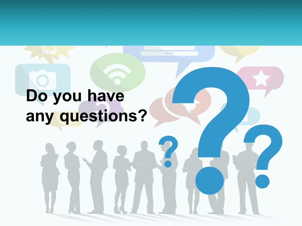 A Group Of People Standing Next To Each Other With Speech Bubbles Above Them PowerPoint Template