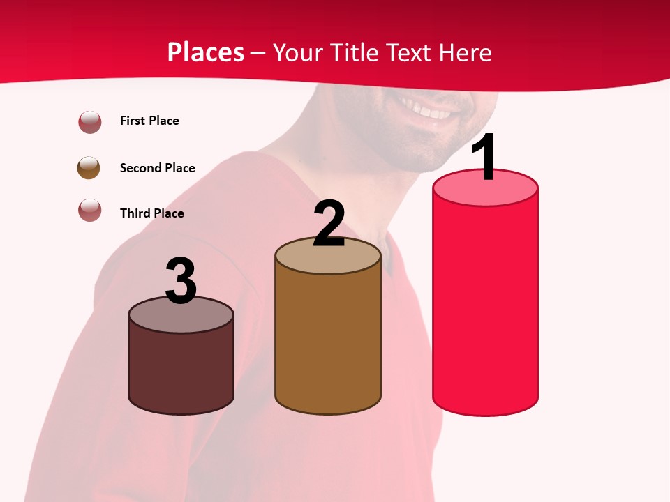 A Man In A Red Shirt Is Smiling PowerPoint Template