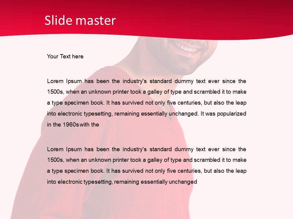 A Man In A Red Shirt Is Smiling PowerPoint Template