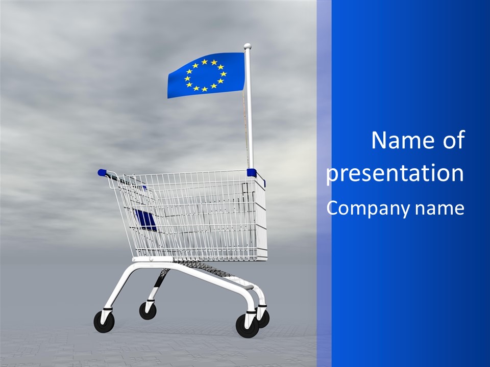 A Shopping Cart With A Flag On Top Of It PowerPoint Template