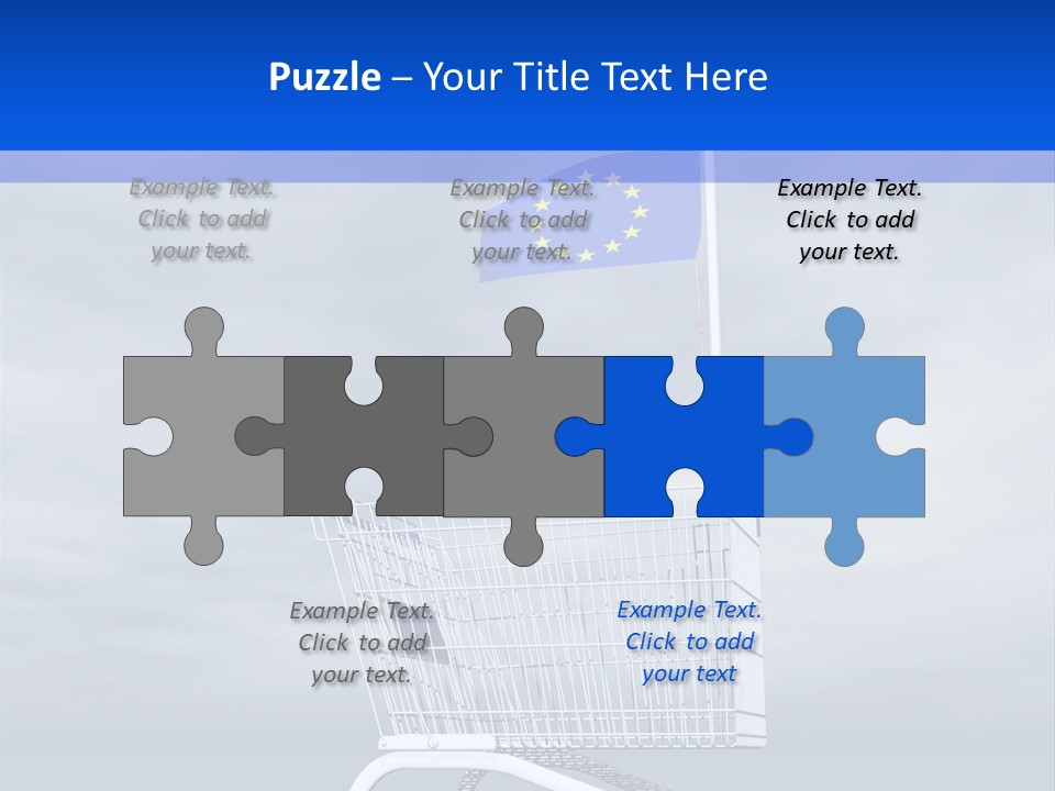 A Shopping Cart With A Flag On Top Of It PowerPoint Template