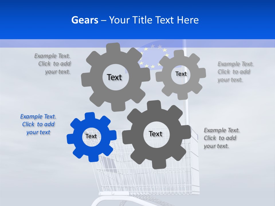 A Shopping Cart With A Flag On Top Of It PowerPoint Template