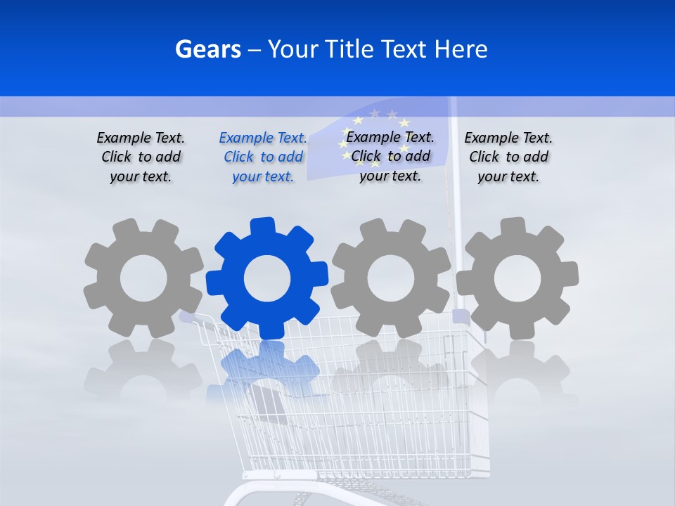 A Shopping Cart With A Flag On Top Of It PowerPoint Template