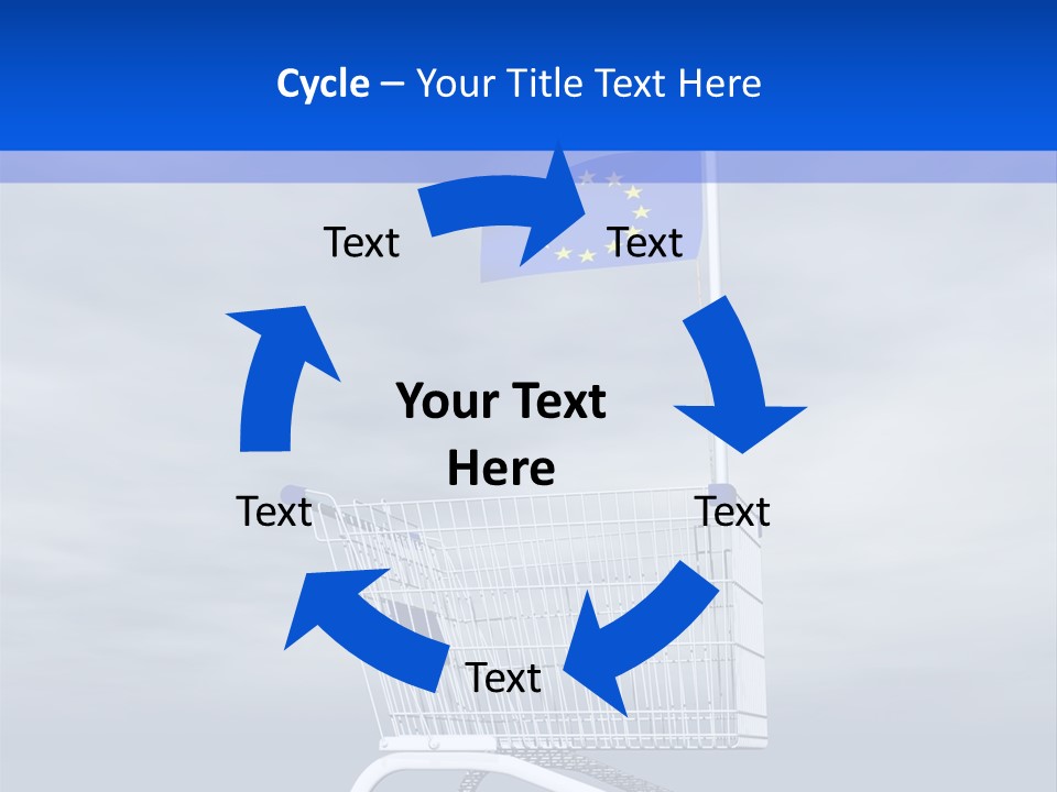 A Shopping Cart With A Flag On Top Of It PowerPoint Template