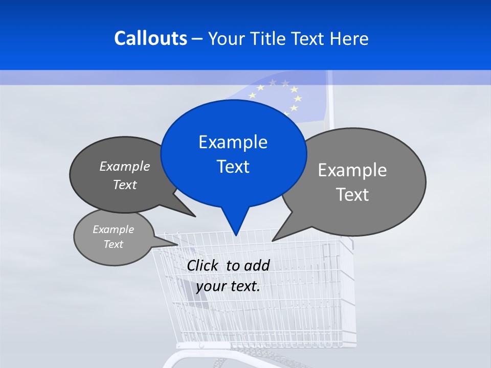 A Shopping Cart With A Flag On Top Of It PowerPoint Template