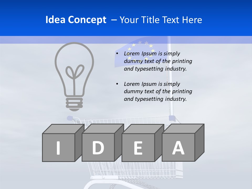 A Shopping Cart With A Flag On Top Of It PowerPoint Template