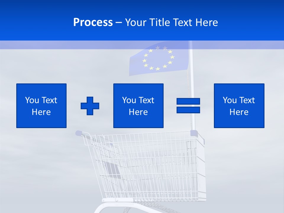 A Shopping Cart With A Flag On Top Of It PowerPoint Template