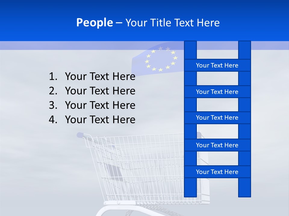 A Shopping Cart With A Flag On Top Of It PowerPoint Template