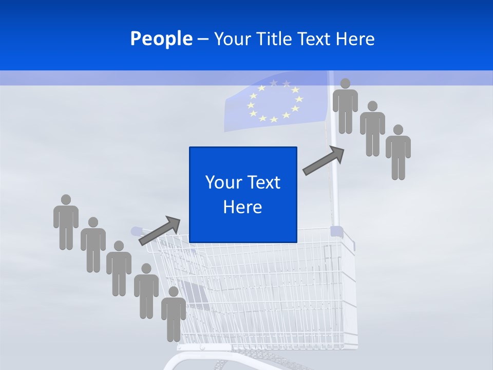 A Shopping Cart With A Flag On Top Of It PowerPoint Template