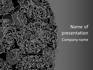 A Black And White Background With Swirls On It PowerPoint Template