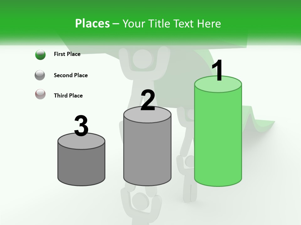 A Group Of People Holding Up A Green Arrow PowerPoint Template