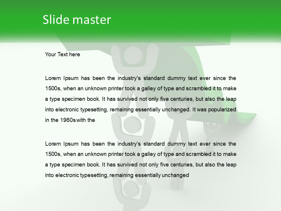 A Group Of People Holding Up A Green Arrow PowerPoint Template