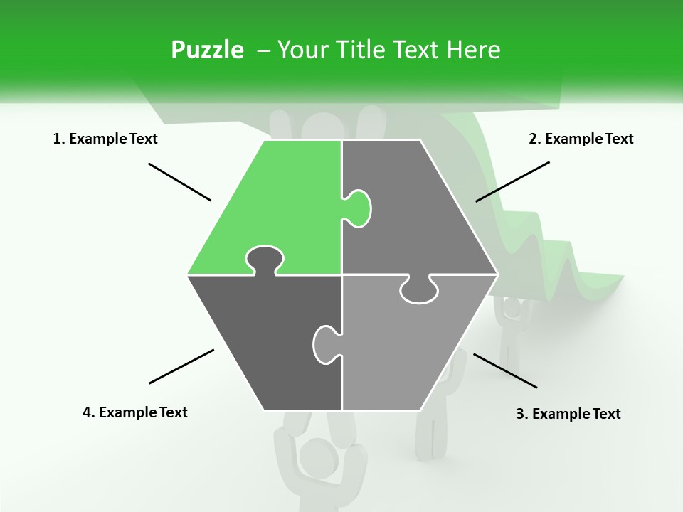 A Group Of People Holding Up A Green Arrow PowerPoint Template