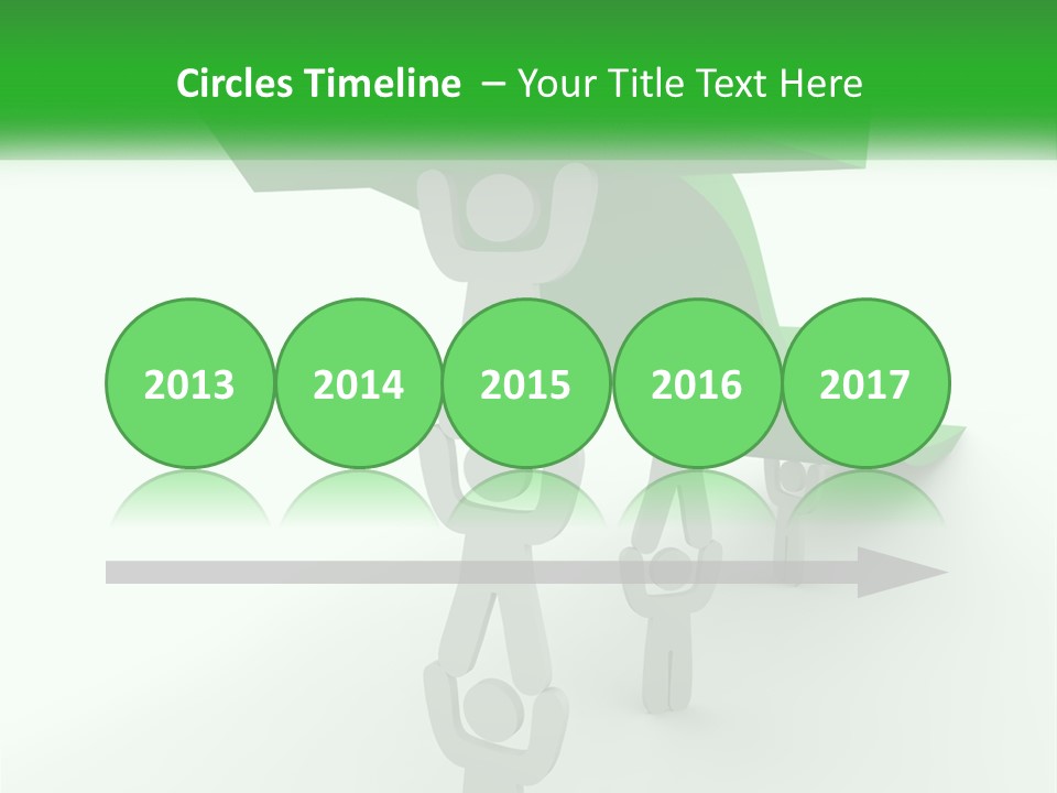 A Group Of People Holding Up A Green Arrow PowerPoint Template