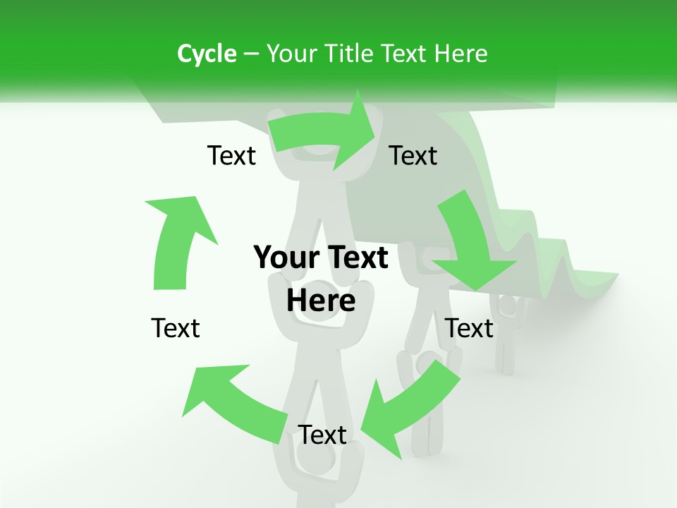 A Group Of People Holding Up A Green Arrow PowerPoint Template