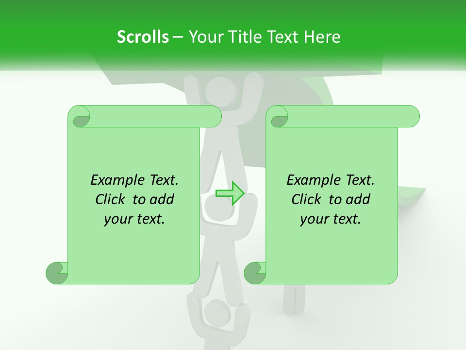 A Group Of People Holding Up A Green Arrow PowerPoint Template