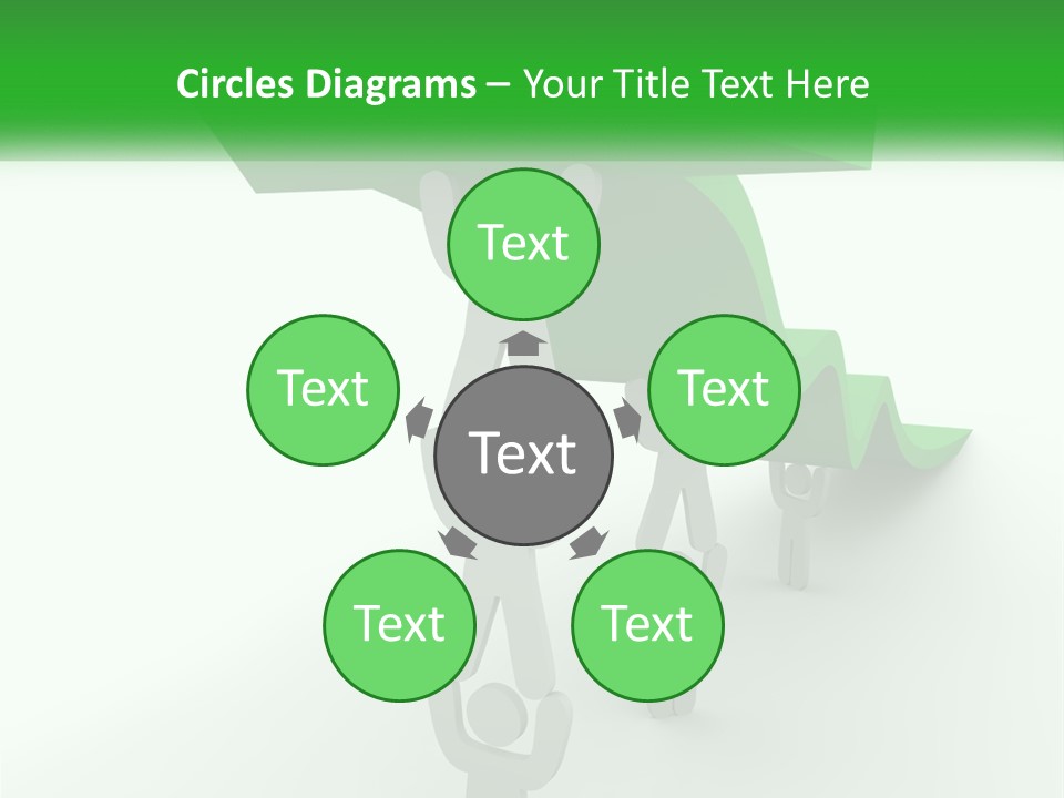 A Group Of People Holding Up A Green Arrow PowerPoint Template