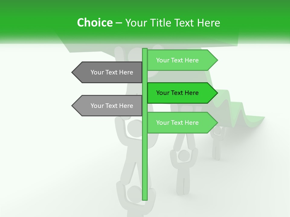 A Group Of People Holding Up A Green Arrow PowerPoint Template