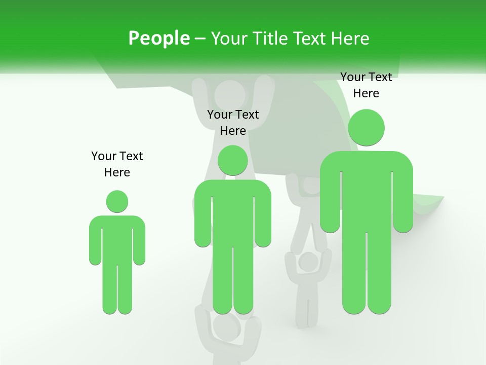 A Group Of People Holding Up A Green Arrow PowerPoint Template